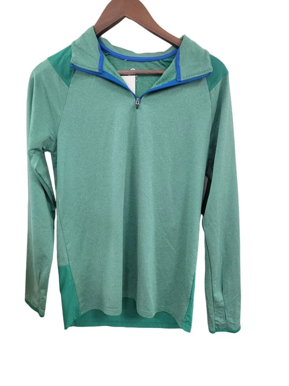 Champion C9 Duo Dry Boys' green Heather Long Sleeve 1/4 Zip shirt XL